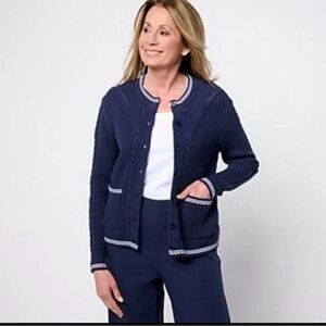 Yacht Club Women's Knit Cutaway Cardigan Size 3X